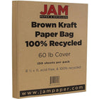 JAM Paper Matte Cardstock, 8.5 x 11, 65lb Brown Kraft 100% Recycled Paper Bag, 250/ream (LEKR120606B)-Brown