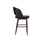 Plata Decor Exiz Stools with Walnut Metal Legs - Black - 2 Pack-High back