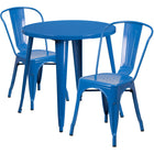 30'' Round Blue Metal Indoor-Outdoor Table Set with 2 Cafe Chairs [CH-51090TH-2-18CAFE-BL-GG]-Metal Cafe Table