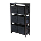 Winsome Capri 3-Section M Storage Shelf with 6 Foldable Black Fabric Baskets, Espresso-Contemporary style bookcase/shelf with baskets for a complete storage function.