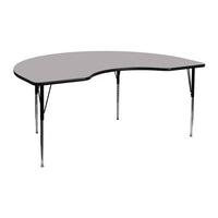 Flash Furniture 48''W x 72''L Kidney Shaped Activity Table with Thermal Fused Top and Standard Height Adjustable Legs, Grey-Grey Laminate