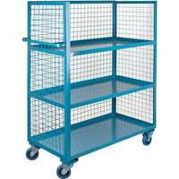 Kleton Wire Mesh Stock Truck, 3-Shelf, Steel, 24" x 63" x 39", Three-Sided (ML214)-No. of Shelves: 3