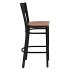 Flash Furniture HERCULES Series Black Circle Back Metal Restaurant Barstool - Cherry Wood Seat - 2 Pack-Cherry Finished Wood Seat