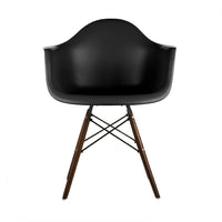 Nicer Furniture Eiffel Style Armchair with Walnut Wood Legs - Black - 2 Pack-High quality heavy-duty plastic molded seat with a matte finish