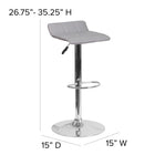 Flash Furniture Contemporary Grey Vinyl Adjustable Height Barstool with Quilted Wave Seat & Chrome Base-Seat Adjusts from Counter to Bar Height