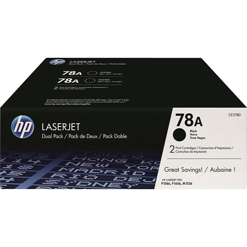 HP 78A (CE278D) Black Original LaserJet Toner Cartridges, 2 Pack