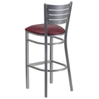 Flash Furniture HERCULES Series Silver Slat Back Metal Restaurant Barstool - Burgundy Vinyl Seat - 2 Pack-2.5" Thick Foam Padded Seat