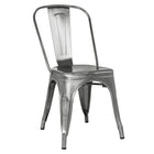 Nicer Furniture Stackable Industrial Tolix A Style Side Chair - Metal - Gunmetal - 4 Pack-Curved Back with Vertical Slat
