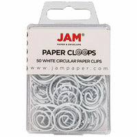 JAM Paper Colored Circular Paper Clips - White - 2 Packs of 50-Color: White