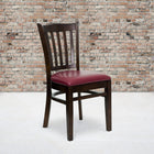 Flash Furniture HERCULES Series Vertical Slat Back Walnut Wood Restaurant Chairs with Burgundy Vinyl Seat - 2 Pack-Solid European Beech Hardwood Construction