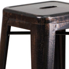 Flash Furniture 30" High Backless Black-Antique Gold Metal Indoor-Outdoor Barstool with Square Seat-500 lb. Weight Capacity