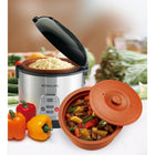 Vitaclay 2-in-1 Rice N  Slow Cooker with High-Fired Clay Pot , 8 Cup/4 Qt, Black/Stainless Steel-Pre-programmed functions for  Rice ,  Brown Rice ,  Stew  and  Soup ,