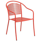 28'' Square Coral Indoor-Outdoor Steel Patio Table Set with 2 Round Back Chairs [CO-28SQ-03CHR2-RED-GG]-4