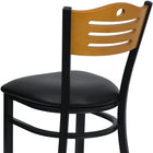 Flash Furniture HERCULES Series Black Slat Back Metal Restaurant Chair - Natural Wood Back, Black Vinyl Seat-CA117 Fire Retardant Foam