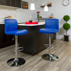 Flash Furniture Contemporary Blue Vinyl Adjustable Height Barstool with Rolled Seat & Chrome Base-Waterfall Seat promotes healthy blood flow