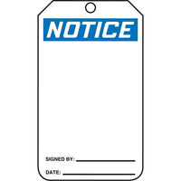 Blank Header Safety Tags, Notice, SAU663, 25 Pack-Language - English