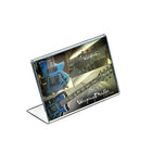 Azar Displays 8.5" x 5.5" Horizontal Slanted L-Shape Acrylic Sign Holder, Clear, 10 Pack (112704)-Use as a tabletop display or as a picture frame