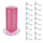 Azar Interlock Peg Tower with Revolving Base and Hooks - 4" x 4" x 12" - Pink-Sold in multiples of: 1