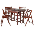 Winsome Taylor 5-Piece Drop Leaf Table Set, 4 Folding Chairs, Walnut (94557)-Made from solid wood in a walnut finish
