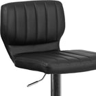 Flash Furniture Contemporary Black Vinyl Adjustable Height Barstool with Vertical Stitch Back & Chrome Base-CA117 Fire Retardant Foam