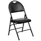 Flash Furniture HERCULES Series Ultra-Premium Triple Braced Black Vinyl Metal Folding Chair with Easy-Carry Handle-Black Vinyl Upholstered Seat and Back