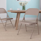 Flash Furniture HERCULES Series Triple Braced & Double-Hinged Beige Metal Folding Chair-Beige Frame Finish