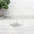 Flash Furniture White Indoor-Outdoor Steel Patio Arm Chair with Round Back-1.2mm Tubular Frame
