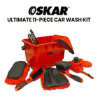 Oskar 11-Piece Car Wash Kit - Red-Includes tools for interior and exterior cleaning and detailing
