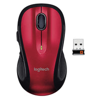 Logitech M510 Wireless Mouse - Red-Your hand can relax in comfort hour after hour with this ergonomically designed mouse. Its contoured shape with soft rubber grips, gently curved sides and broad palm area give you the support you need for effortless control all day long.