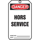 Standard Safety Tags, Danger; Hors service, SAU846, 25 Pack-Language - French