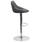 Flash Furniture Contemporary Grey Vinyl Bucket Seat Adjustable Height Barstool with Chrome Base-Grey Vinyl Upholstery