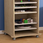 Flash Furniture Bright Beginnings Commercial Space Saving Wooden Mobile STEAM Wall Accessory Board Storage Cart - Natural-Supports up to 300 LBS. Static Weight Capacity