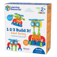 Learning Resources 1-2-3 Build It! Robot Factory - Multicolor-Craft your own imaginative robot creations with this build-it-yourself toy