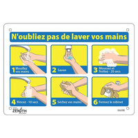 Zenith Pictogram Sign - N'oubliez pas de lavez vos mains - 7" x 10" - Aluminum - 4 Pack-N'oubliez pas de lavez vos main