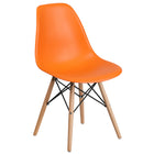 Flash Furniture Elon Series Orange Plastic Chair with Wooden Legs-Orange Plastic Finish