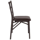 Flash Furniture HERCULES Series Brown Folding Ladder Back Metal Chair with Brown Vinyl Seat - 2 Pack-Ladder Back Design