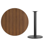 Flash Furniture 42'' Round Laminate Table Top, Walnut with 24'' Round Bar-Height Table Base (XURD42WATR24B)-Walnut Laminate Top