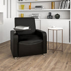 Flash Furniture Black Leather Guest Chair with Tablet Arm, Chrome Legs & Cup Holder-CA117 Fire Retardant Foam