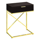 Monarch Specialties 3476 Accent Table - 24"H/Espresso/Gold Metal-Spacious rectangular table top in a warm cappuccino finish