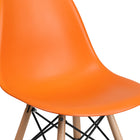 Flash Furniture Elon Series Orange Plastic Chair with Wooden Legs-Waterfall Seat Reduces Leg Strain