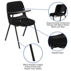 Flash Furniture Black Padded Ergonomic Shell Chair with Right Handed Flip-Up Tablet Arm-880 lb. Weight Capacity