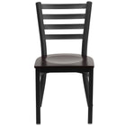 Flash Furniture HERCULES Series Black Ladder Back Metal Restaurant Chair - Walnut Wood Seat-Metal Chair
