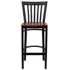 Flash Furniture HERCULES Series Black School House Back Metal Restaurant Barstool - Cherry Wood Seat - 2 Pack-Set of 2 Metal Dining Bar Stools