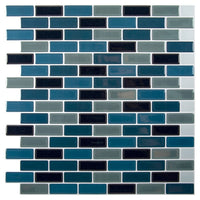 CTG Brands Mini Subway Peel and Stick Wall Tiles, 10" x 10", Teal/Grey/Black, 6 Pack,-Set: comes in a box of 6 premium quality wall tiles, suitable for smooth and clean surfaces