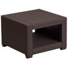 Flash Furniture Chocolate Brown Faux Rattan End Table-Rattan Designer Top