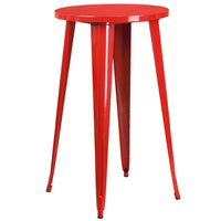 24'' Round Red Metal Indoor-Outdoor Bar Height Table (CH-51080-40-RED-GG)-Metal Cafe Table