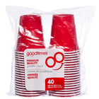 Goodtimes Premium Quality Plastic Cups, 9oz, Red, 40 Pack-Multi-layer construction for rigidity, our cups don't absorb liquid and resist cracking