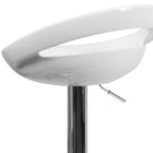 Flash Furniture Contemporary Plastic Adjustable Height Barstool with Rounded Cutout Back & Chrome Base - White-Height Adjustable Seat with Gas Lift