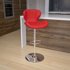 Flash Furniture Contemporary Vinyl Adjustable Height Barstool with Curved Back & Chrome Base - Red-Height Adjustable Seat with Gas Lift