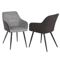 My Home My Living Faux Leather/Polyester Arm Chair - Grey - 2 Pack-Contemporary arm chair will enrich any room at home and the office